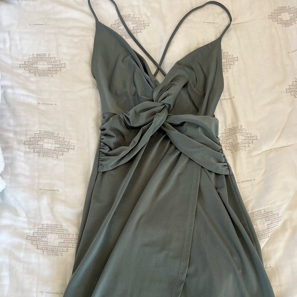 Mini dress - grayish green color